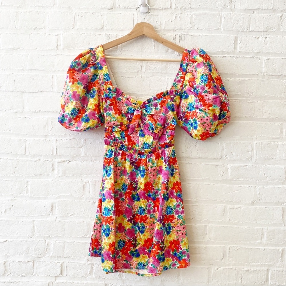 For Love & Lemons || Merrill Puff Sleeve‎ Mini Dress Floral XS NWT